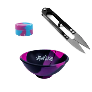 Cuia de Silicone + Tesoura + Pote de silicone HighClass Preto Tie Dye - Colorida