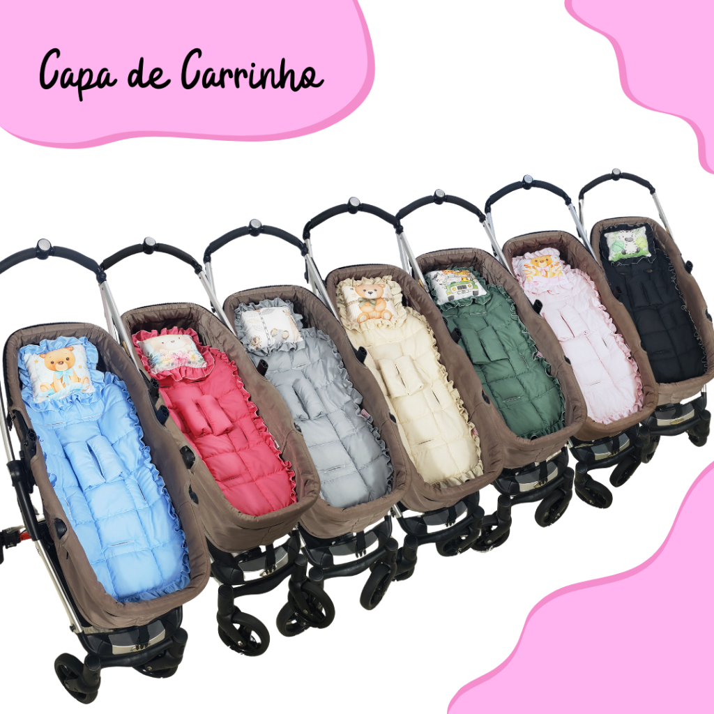 Capa Para Carrinho de Bebê + Protetores de Cinto e Almofadinhas ...