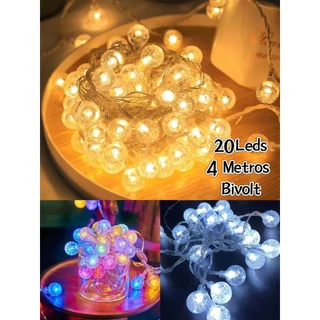 Pisca Pisca 20 Bola Led 4M Bivolt Colorido Warm Branco Frio Decoração Natal