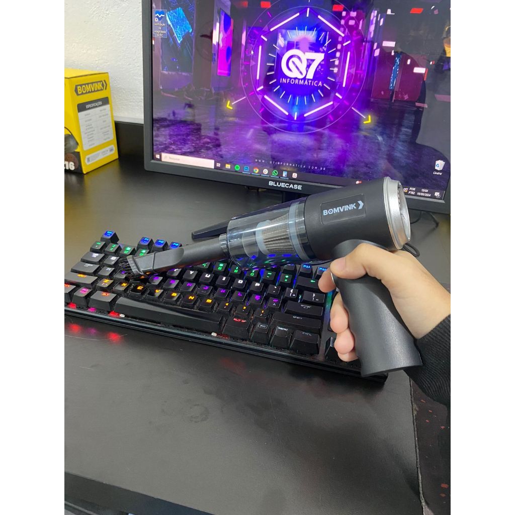 Aspirador Portátil Automotivo Potente Recarregável Mini Soprador Premium 3 em 1 USB de carro sem fio Potente Limpeza rápida Versátil Compacto Leve Higiene Prático Eficiente Duradouro Computador Limpeza Teclado Notebook