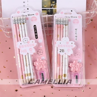 Conjunto de 10 Lápis HB Sakura Edição Limitada com 1 Apontador e 1 Borracha Divertida
