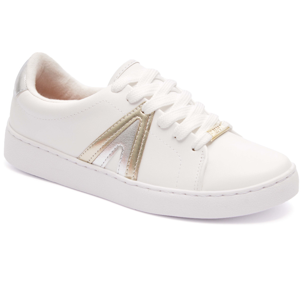 Tenis Vizzano Feminino Casual Original Branco com Dourado Prata 1214. ...