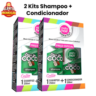 2 Kits Shampoo + Condicionador Óleo de Coco Hidratrat Natuhair 450ML