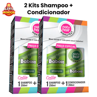 2 Kits Shampoo + Condicionador Babosa Hidratrat Natuhair 450ML