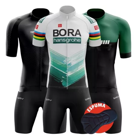 Kit Conjunto Ciclismo Masculino Camisa Zíper Total Camiseta e Bermuda Short Forro Espuma Uv50 Mtb — foto 2 de 4