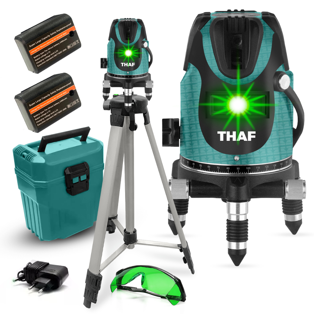 Nível Laser 05 Linhas Verde Recarregável Profissional Thaf