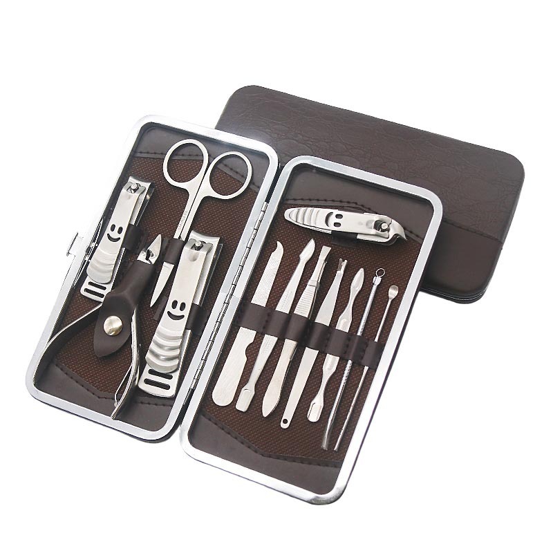Imagem do produto Kit Cortador De Unha Manicure Portatil Estojo Pinca Tesoura C/Organizador de couro de luxo 5