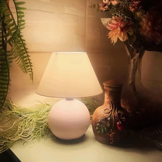 Luminaria Abajur Com Cupula Base de Ceramica Sala Quarto Escritorio Infantil e Adulto