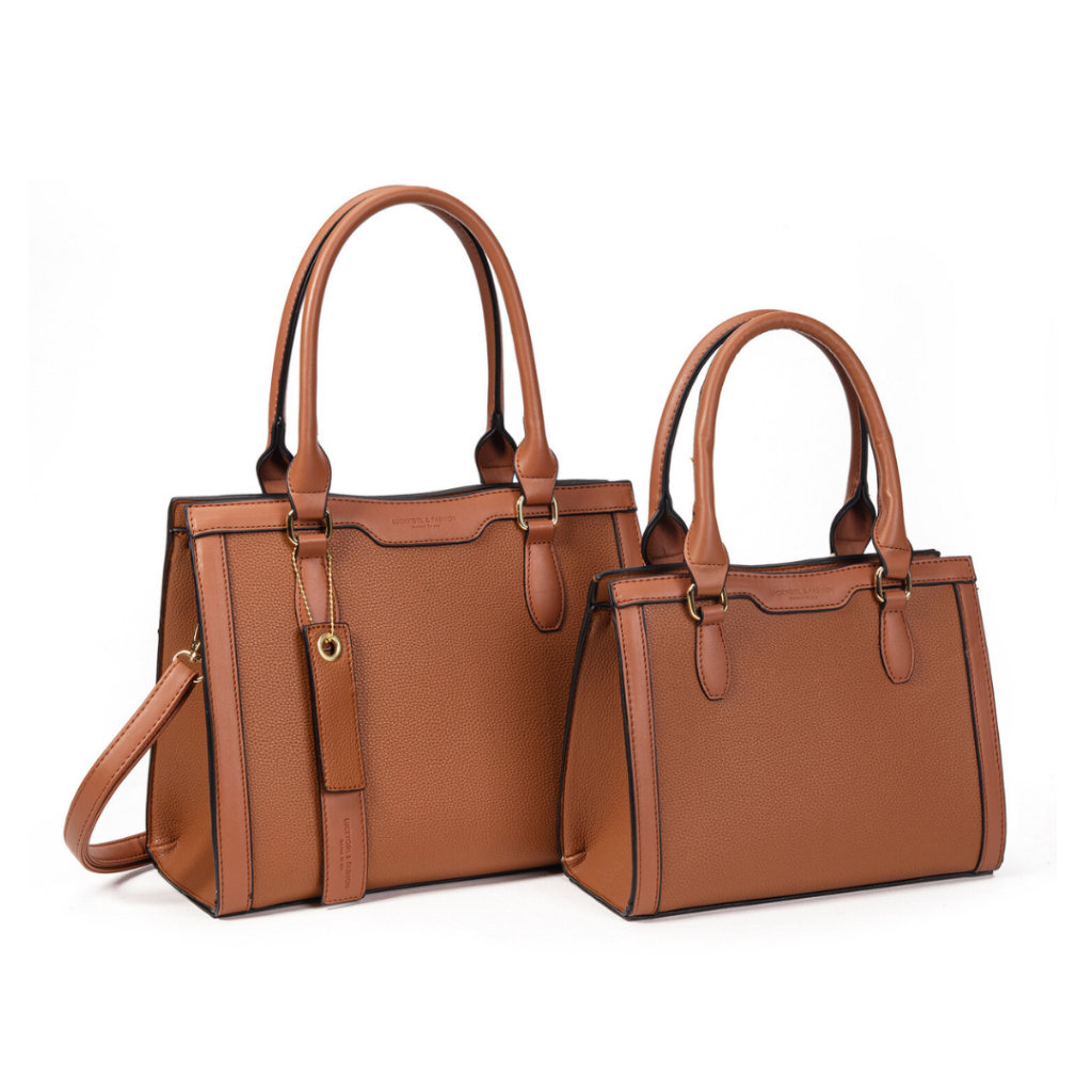 Kit 2 Bolsas de Couro PU Grande Quadrada e Media De Ombro e Transversal