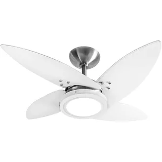 Ventilador De Teto Tron Azzam Luz Led Alumínio Escovado 127V 4 Pás 130W Branco