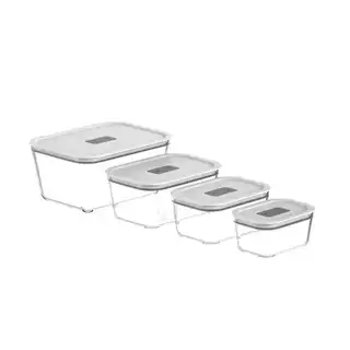 Kit Potes Herméticos de Vidro com 4 unidades Fresh Lock - Branco OU