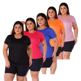 Kit 5 Camisetas Dry Fit Femininas Plus Size Fitness Academia