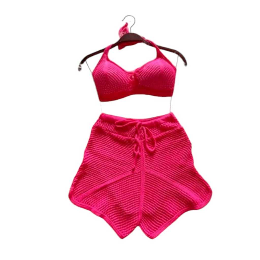 Biquini feminino com bojo cintura alta cropped short blogueira veste ...