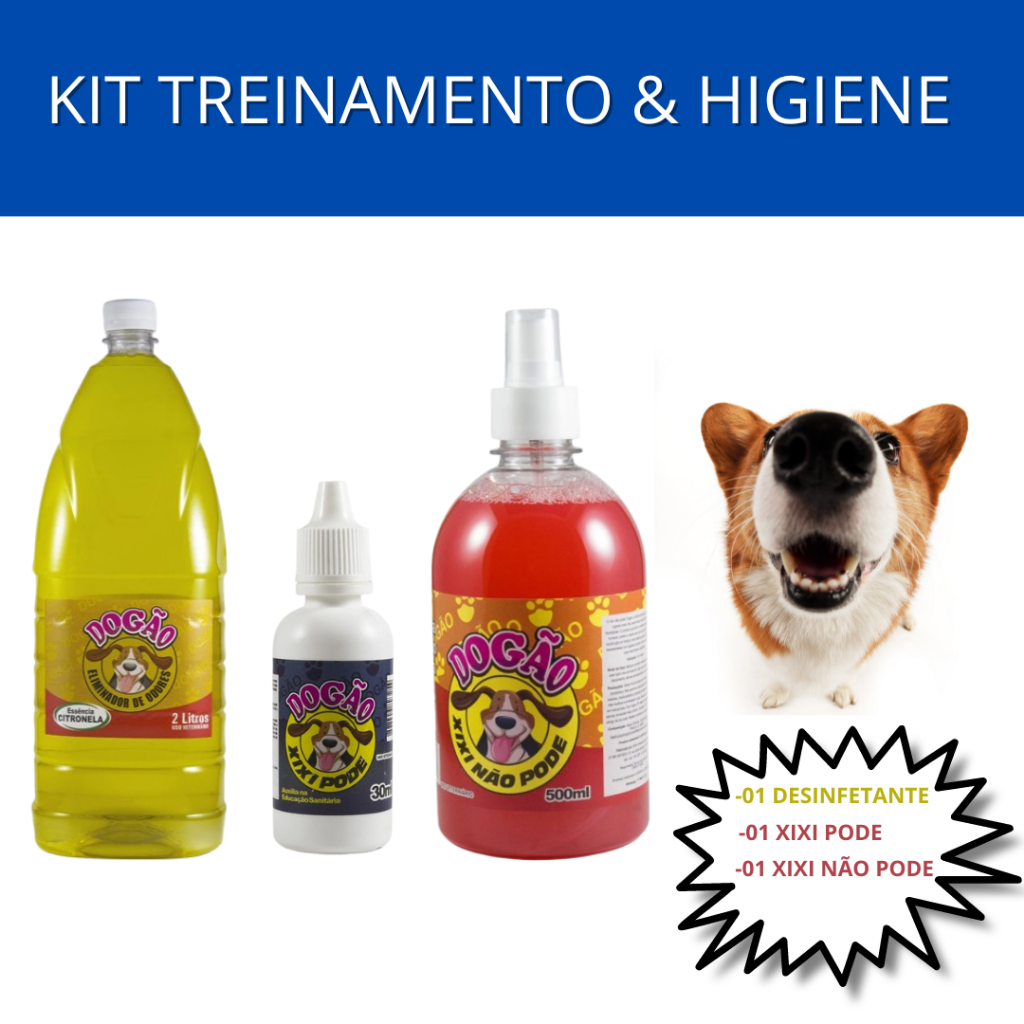 Kit Pet Shop Cachorro Completo Educador Pet Xixi Pode Xixi Nao Pode Adestrador Sanitário Anti Urina e Desinfetante Eliminador De Odores Citronela Bloqueador Neutralizador Anti Odor Tira Cheiro Cocô Limpa Canil E Casa 2L