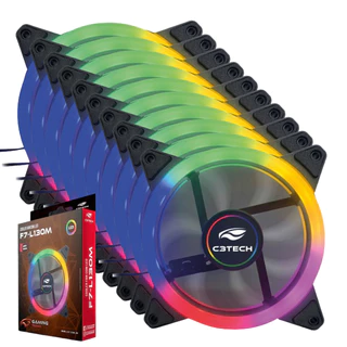 Kit 10 Fans Cooler Pc Gamer Led Rgb 120mm Ventoinha Gabinete