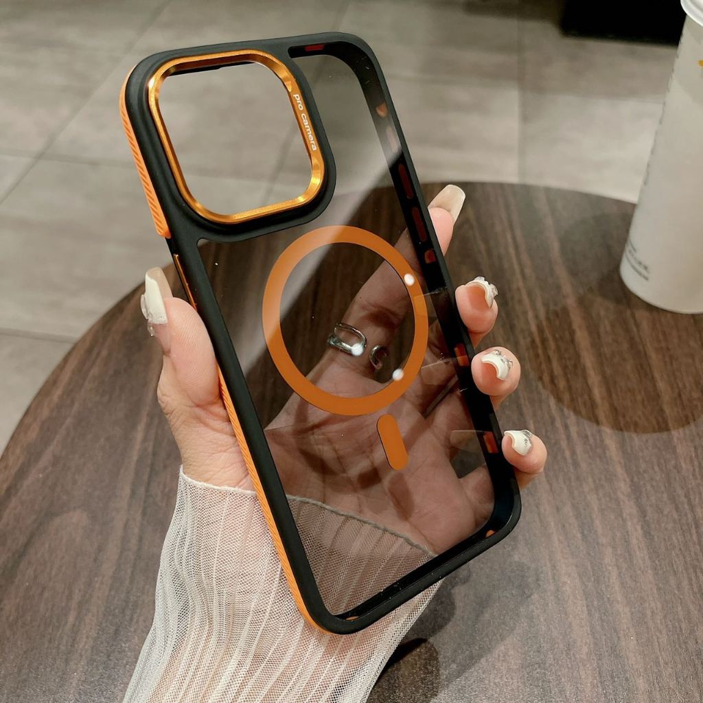 Capinha Capa Premium TPU MagSafe Borda de Silicone Reforçada Proteção de Câmera Carregamento por Indução iPhone 11 12 13 14 15 Pro Max Plus ProMax Mais Resistente De Alta Qualidade TH01