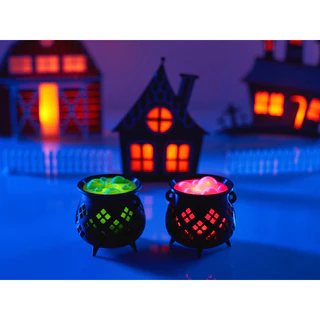 Decoração Halloween Caldeirão Enfeite dia das Bruxa com Luz
