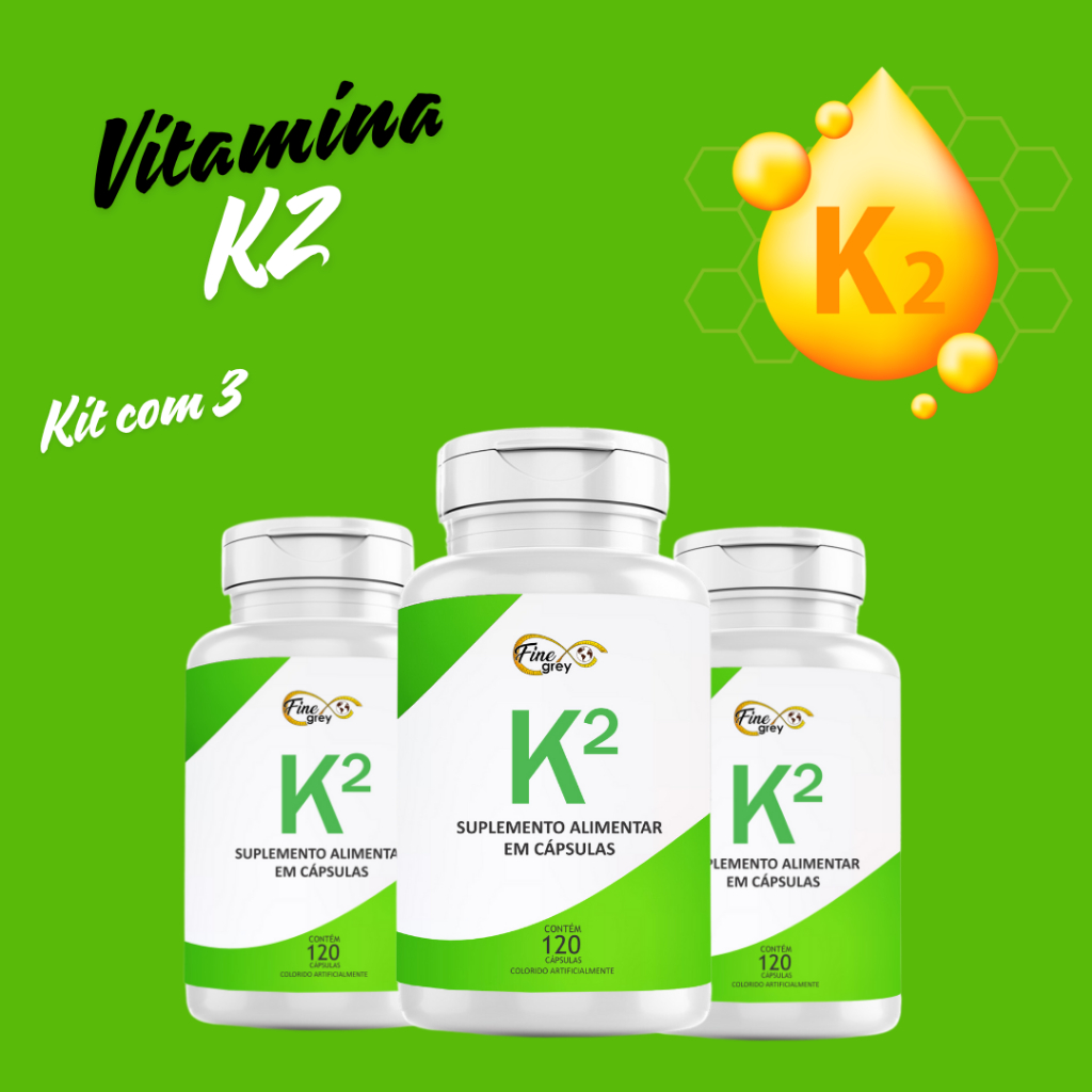 KIT COM 3 Vitamina k2 Pro + Vit D3 e Cálcio- 120 de 400 Mg Para Ossos e ...