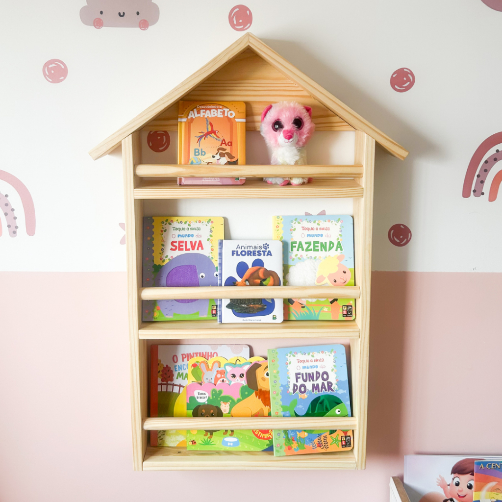 Nicho Triplo Casa Estante Prateleira Infantil de Madeira para Livros ...