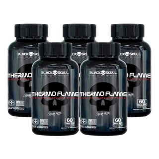 5x Termogênico Thermo Flame - 60 Tabletes cada - Caveira Preta / Black Skull