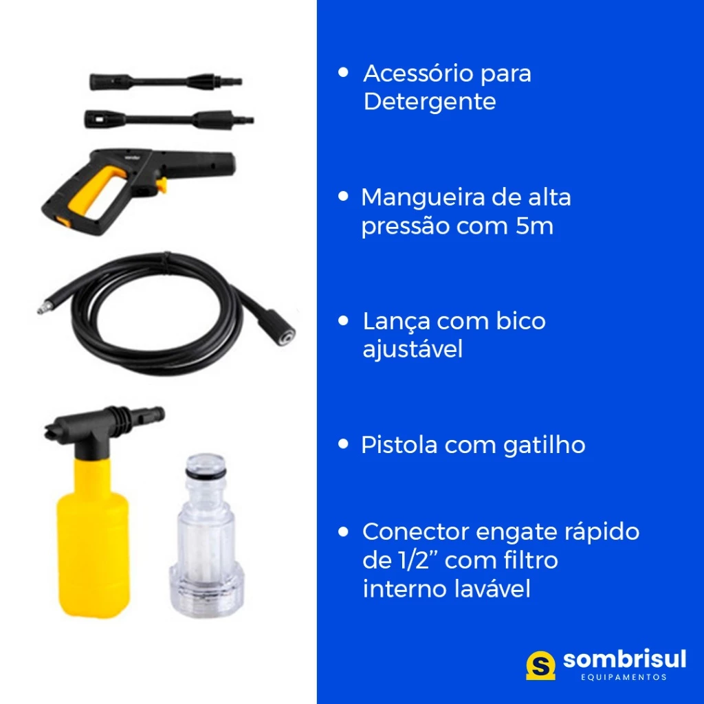 Lavadora De Alta Pressão Vonder C/ Rodas, 1.600 lbf/pol² 1400w Super Potente - Original Vonder