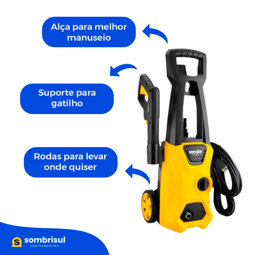 Lavadora De Alta Pressão Vonder C/ Rodas, 1.600 lbf/pol² 1400w Super Potente - Original Vonder - Imagem 3