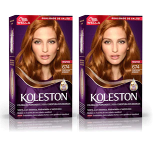 KIT COM 2 TINTA WELLA KOLESTON 674 - LOURO ESCURO ACOBREADO