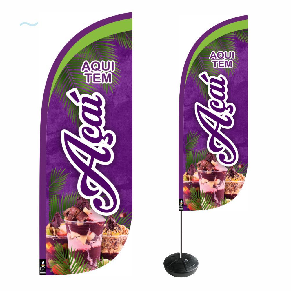 Wind Banner Completo Açaí 2,8mt Dupla Face Alta Qualidade ENVIO EM