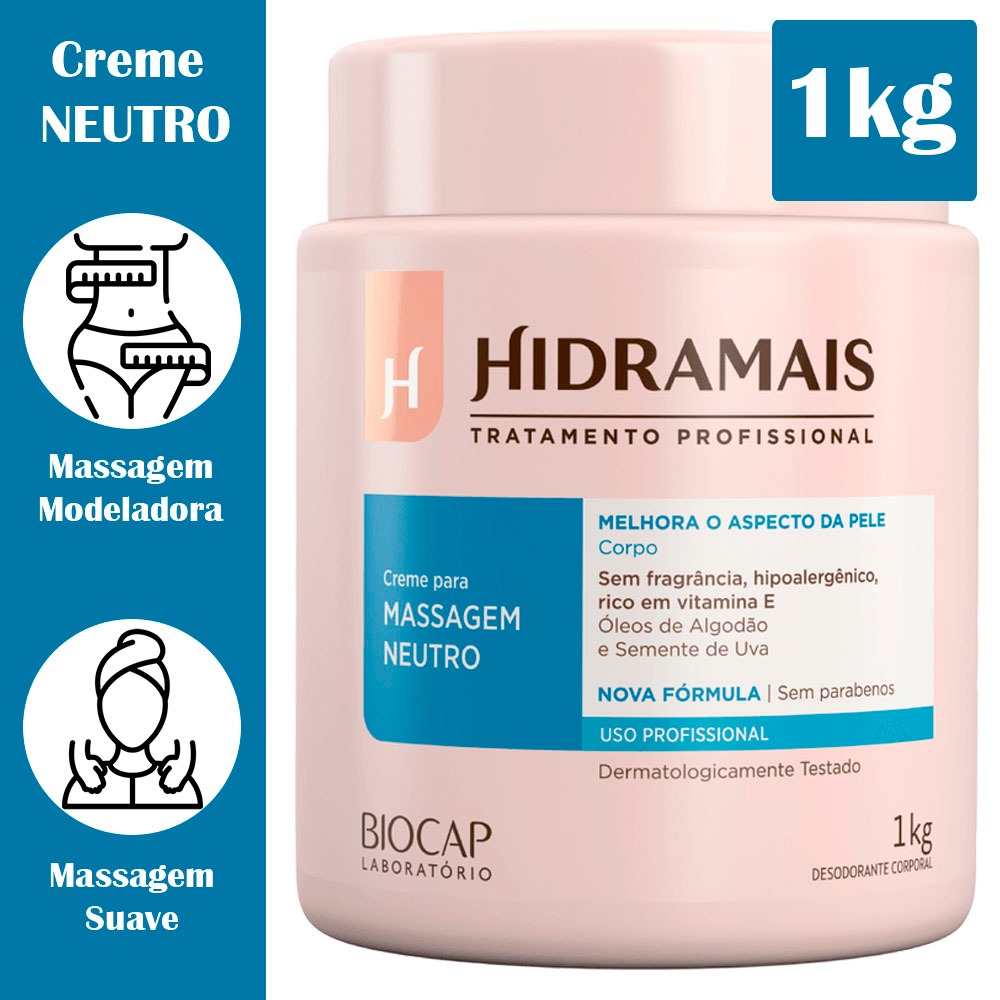 Creme Hidramais Neutro para massagem corporal 1kg Original hidrante ...