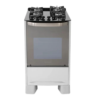 Fogão Suggar Master Grill 4 Queimadores Mesa Vidro Prata Inox FGVMTG411PRIX/FGVMTG412PRIX