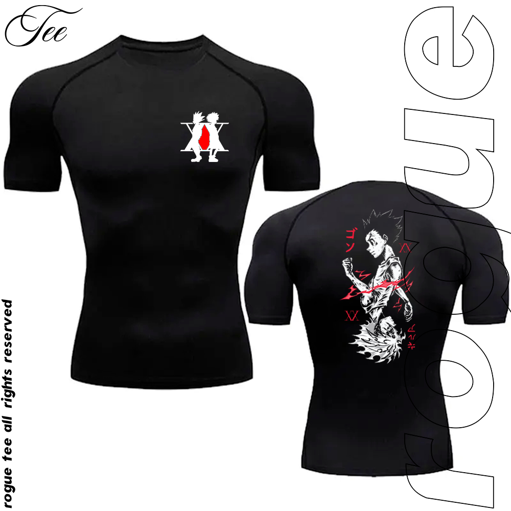 Camiseta De Compressão Anime HunterxHunter Gym Academia Fitness Manga Curta Unissex