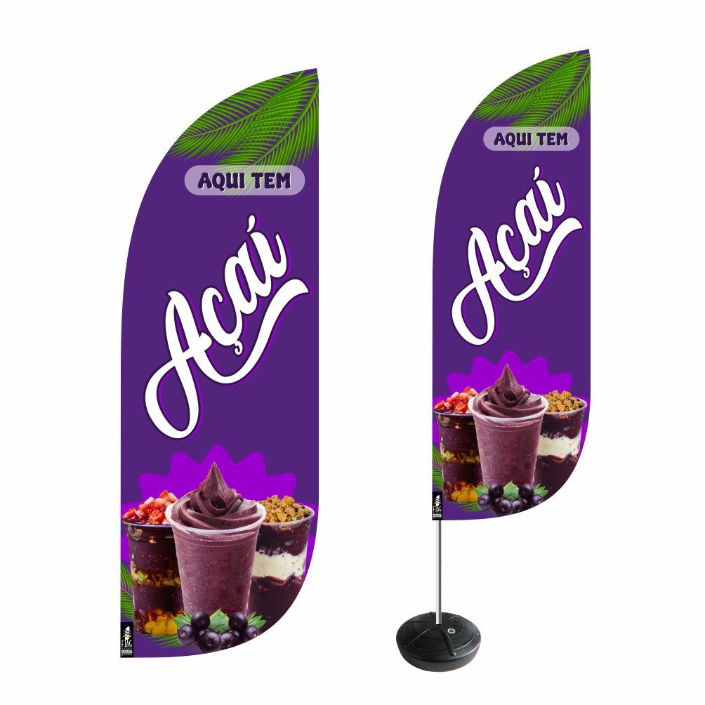 Wind banner Dupla Face 2,8mt Kit Completo - Açai - ENVIO EM 24H