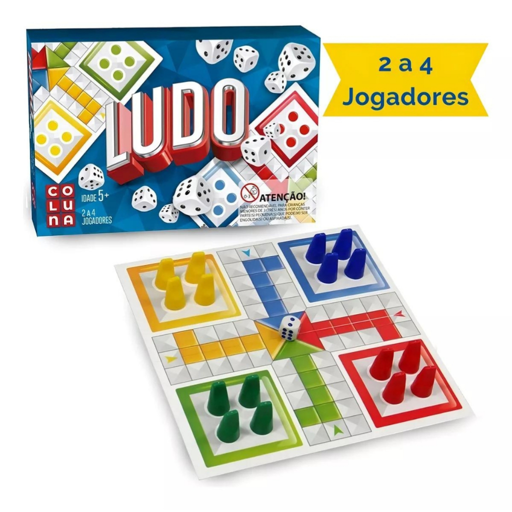 Jogo De Tabuleiro Ludo 2 A 4 Jogadores Colorido Coluna - Pais e Filhos ...