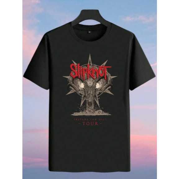 Camiseta Slipknot Logo Blanco Para Hombre - Negro, 100% Algodón, Talla 4XL, Manga Corta, Estilo Regular