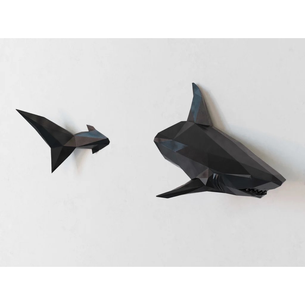 Decoração Tubarão 3D para Quarto Tematico Sala Escritorio Enfeite Fundo do Mar Oceano