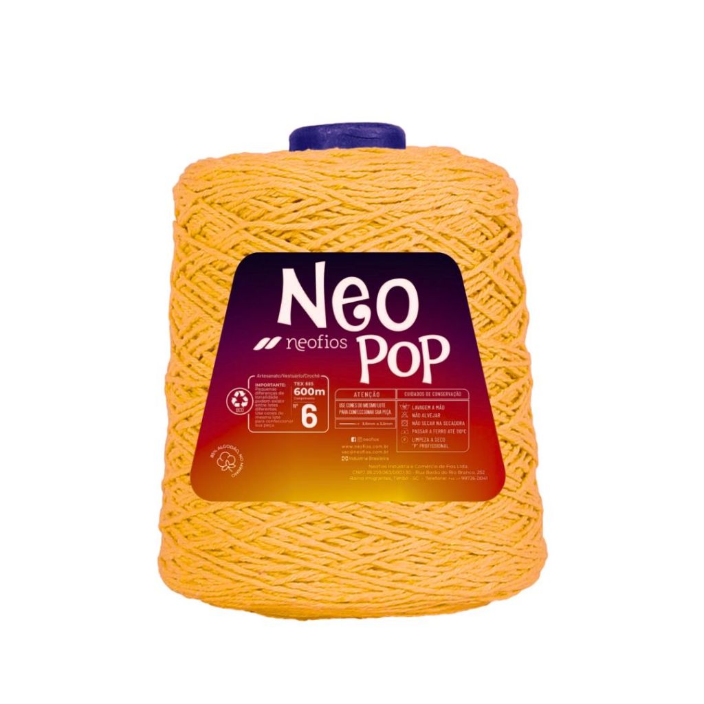 Crochê Barbante Fio NEOPOP NEOFIOS - 600 Metros Número 6 - Ideal