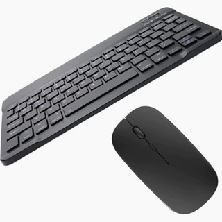 Kit Teclado e Mouse Sem Fio Bluetooth Preto Para PC iPad Tablet Notebook
