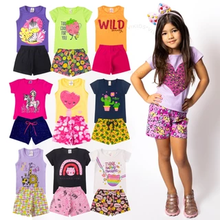 Kit 10 Peças Roupas Infantil Menina 5 Conjunto ou 8 Peças 4 Conjunto Camiseta + Shorts