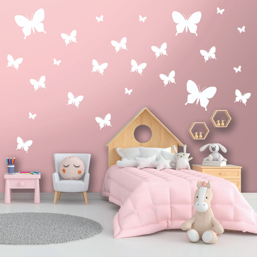 Adesivo Parede Quarto Menina Infantil 25 Borboletas Infantil | Shopee ...