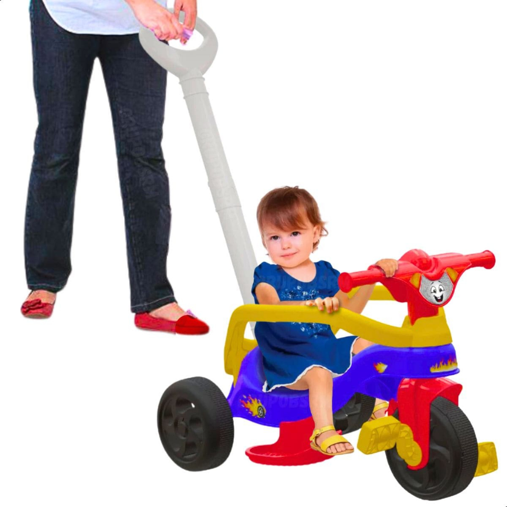 Kit 2 em 1 triciclo carrinho de passeio infantil de empurrar bicicleta andador bebê didatico criança 12 meses + pedal empurrador haste proteção removivel totoka motoca menino velotrol menina velocipede totokinha de atividade presente criança pequena 1 ano