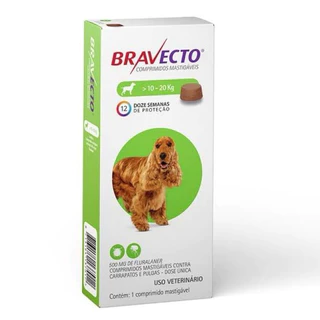 kit com 3 comprimidos Bravecto 10 a 20 kg Comprimido Cães Antipulga Carrapato