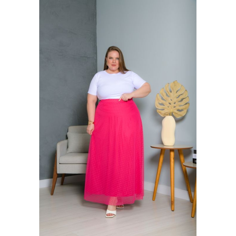 Saia de Tule Longa Poa Moda Feminina Tendência P ao G4 Plus Size