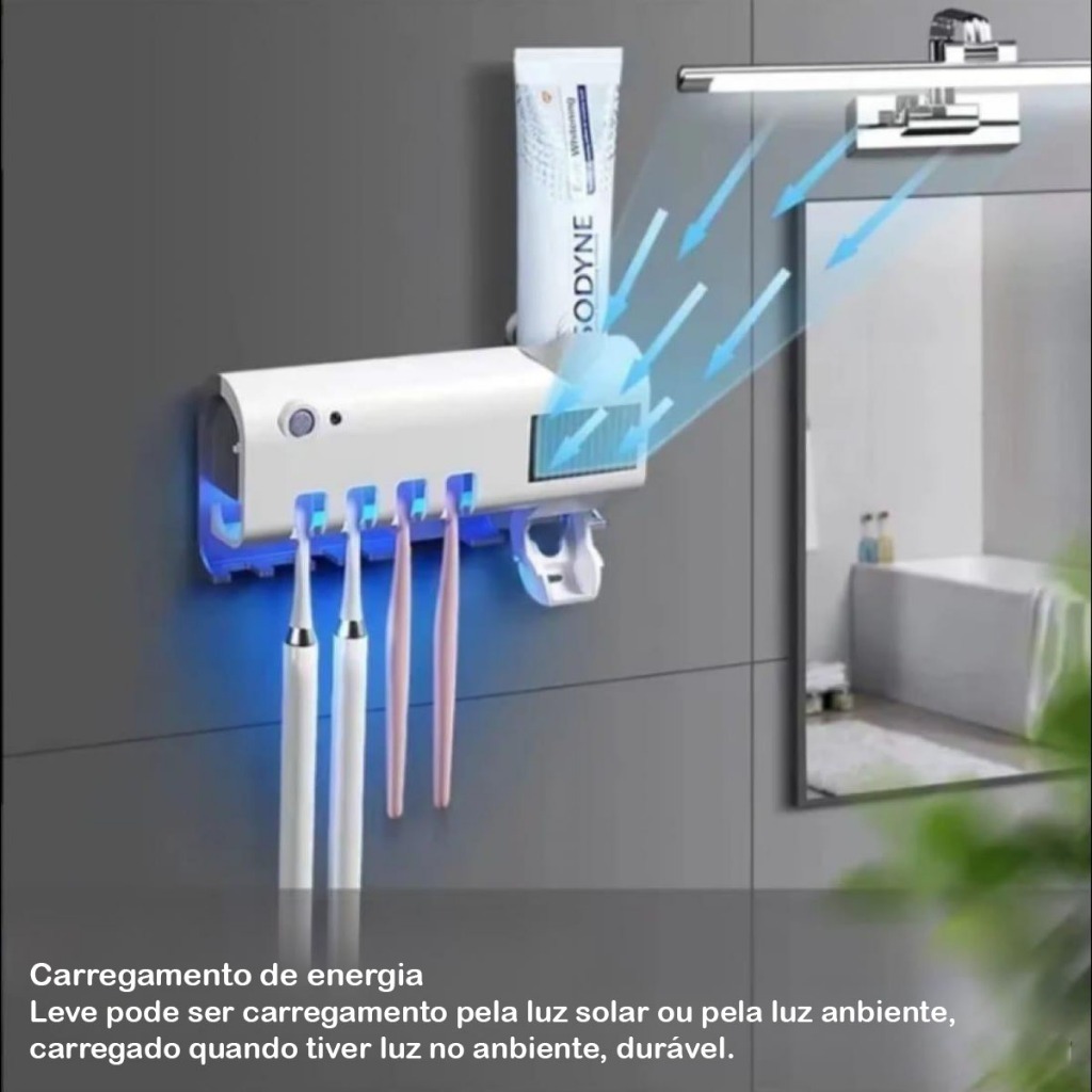 Porta Escova Esterilizador Escova Dentes Esterilizador Luz UV Limpador Suporte Dispensador Automático