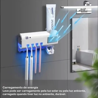 Porta Escova Esterilizador Escova Dentes Esterilizador Luz UV Limpador Suporte Dispensador Automático