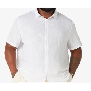 CAMISA LINHO PREMIUM GOLA PADRE MANGA CURTA - TAMANHO ESPECIAL PLUS SIZE