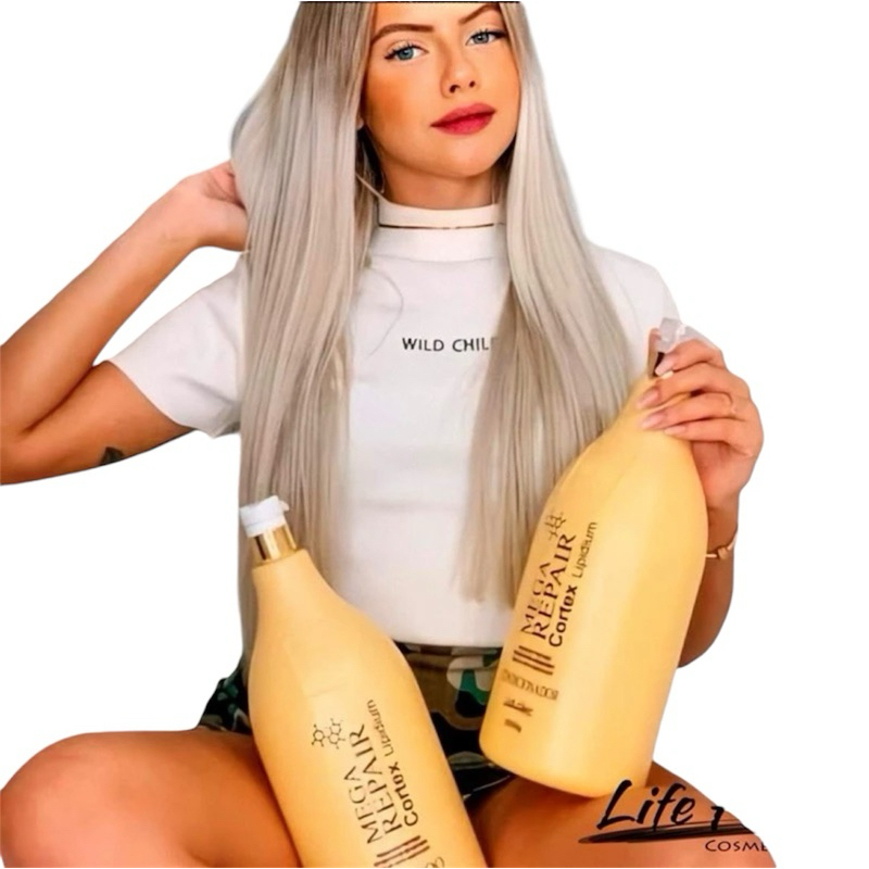 Kit Lavatorio Shampoo e Condicionador mega repair Cortex Lipidium