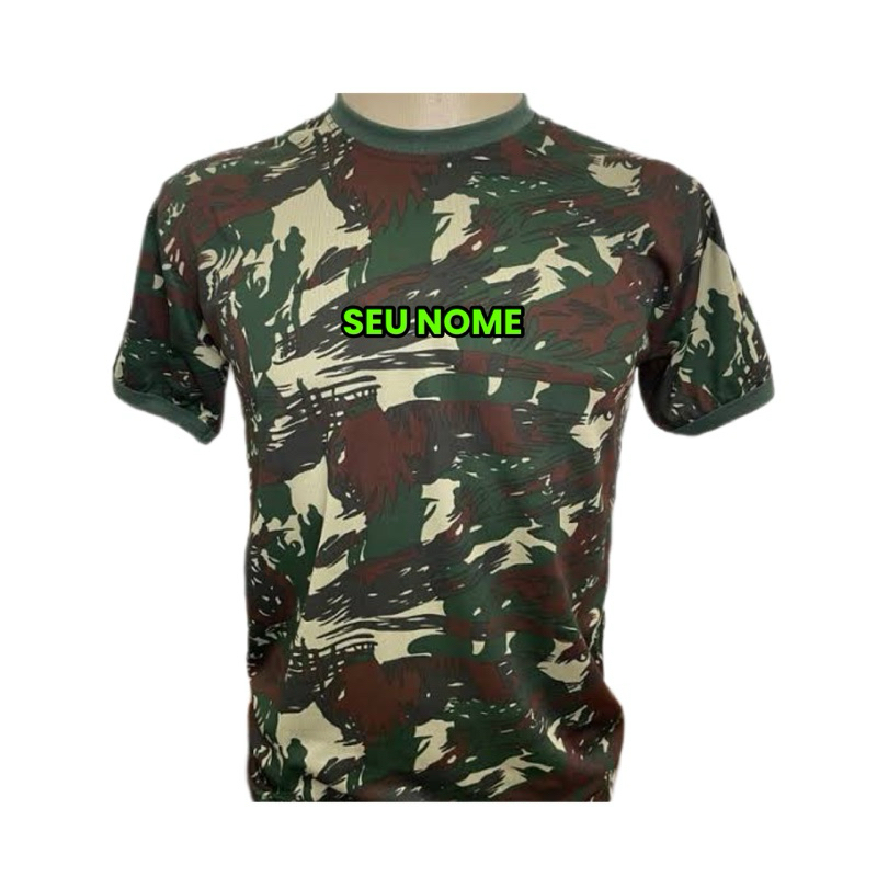 Camiseta Camuflada Modelo Dryfit - Padrão EB (Exército Brasileiro) - com seu nome bordado
