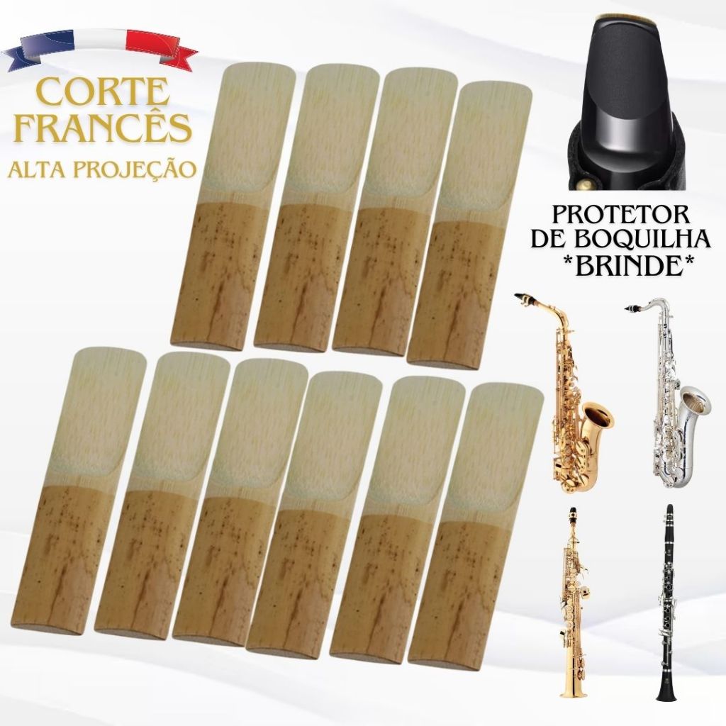 Palheta para Saxofone Soprano, Alto, Tenor e Clarinete CORTE FRANÇES ...