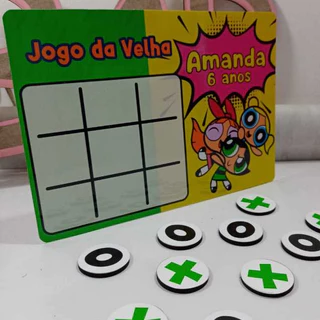 Kit Jogo da Velha - Lembrancinha de aniversário personalizado - As Meninas Super Poderosas - Fazemos qualquer tema - Leia Descrição
