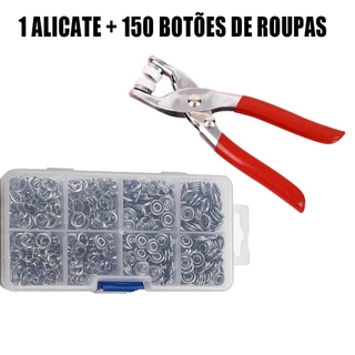 kit de Alicate Aplicador Para Botao De Metal De Pressao Roupa Bebe C/ 150 botões de roupas em Oferta na Shopee